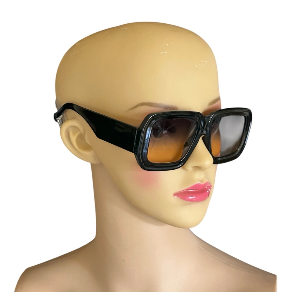 Classy Black Oversized Ombre Sunglasses shaded Dark to Light Lenses NWOT - Picture 9 of 15